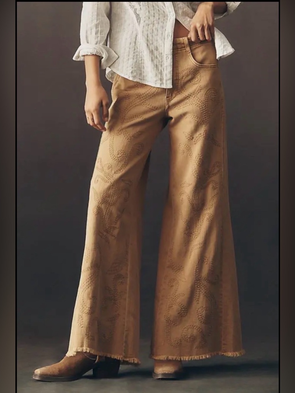 Pilcro by Anthropologie Adi Embroidered Flare Jeans